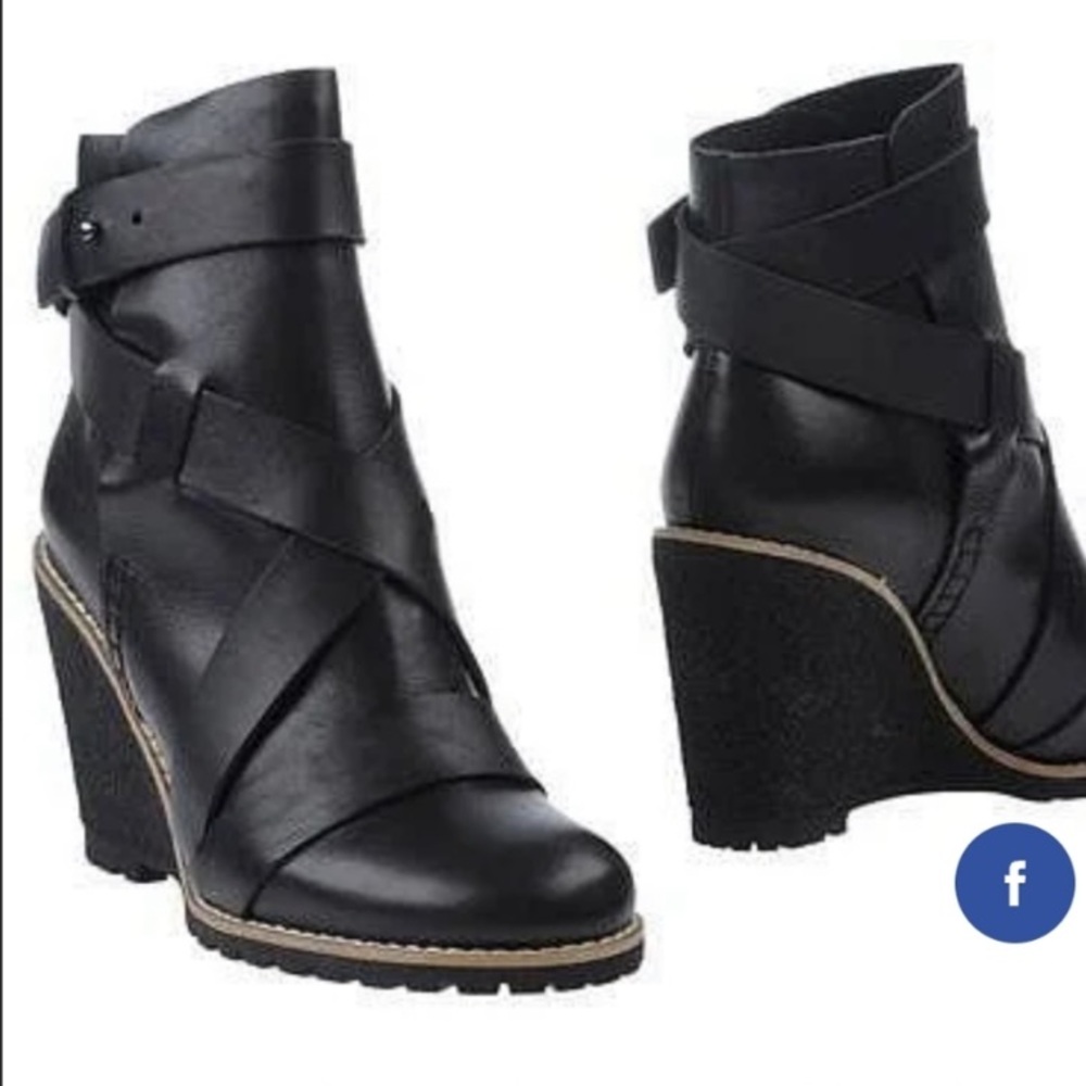 See By Chloe Black Wedge Shoes with Crisscross Straps